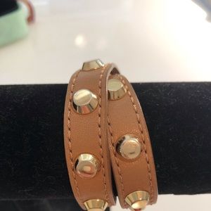 Michale Kors Leather Double-Wrap Bracelet - Tan